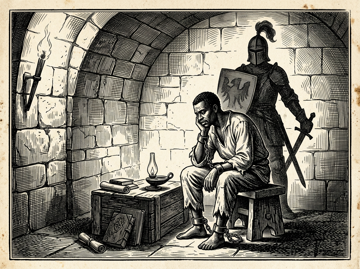 Editorial woodcut-style illustration for the dispatch “How modern self-help dilutes radical Stoic autonomy into heroic ego”, from A Critique of Modern Stoicism, filed under moral dilution: hero complex.