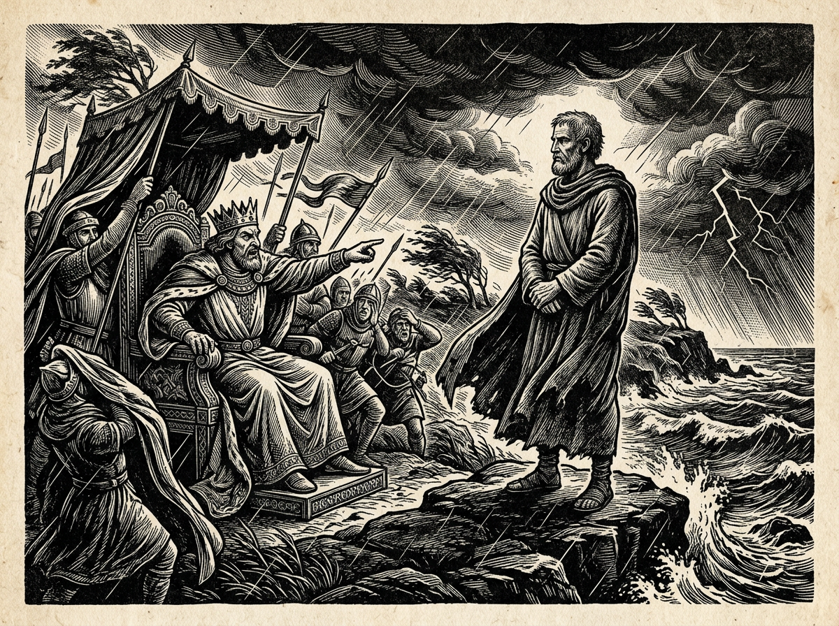 Editorial woodcut-style illustration for the dispatch “Stoicism is a call to moral duty, not shallow optimism”, from A Critique of Modern Stoicism, filed under moral reduction: toxic positivity.