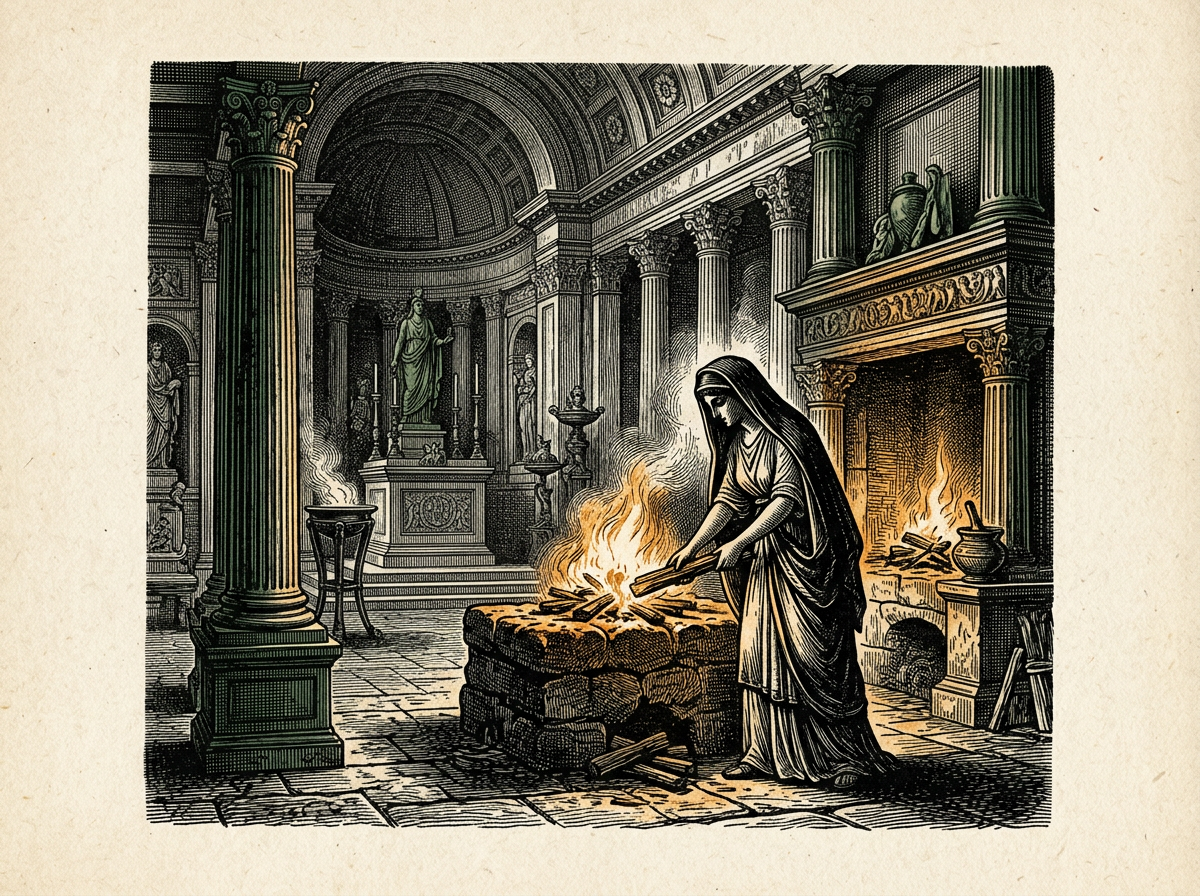 Editorial woodcut-style illustration for the dispatch “How ancient genealogies anchor modern civic duty”, from The Bend Index, filed under mythic order: sacred duty.