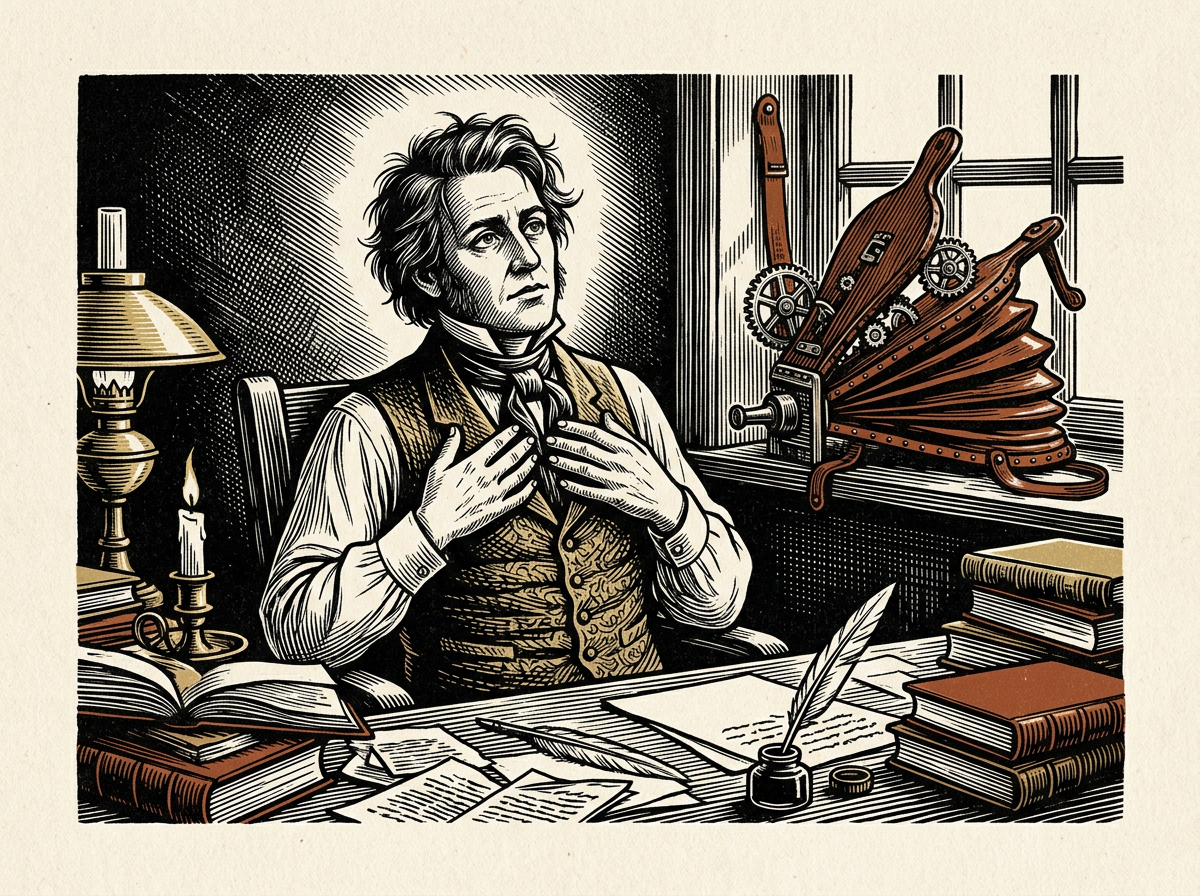 Editorial woodcut-style illustration for the dispatch “Managing modern anxiety requires biological tactics before cognitive reframing.”, from The Bend Index, filed under nervous regulation: systemic overwhelm.